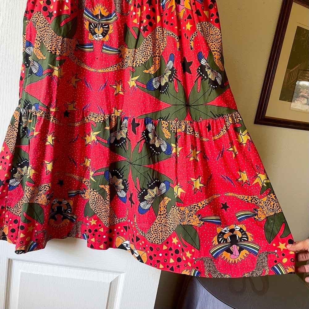 Nooworks Frida Pride Tiger Dress Stretch Cotton Bright Print Medium EUC - Picture 3 of 9